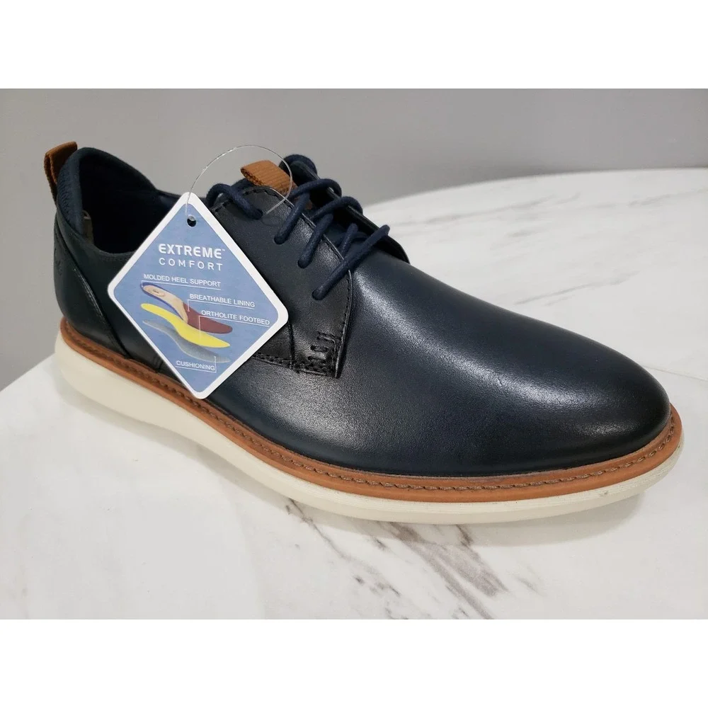 NEW NO BOX‎ - SIZE 8 WIDE Clarks Men's Brantin Plain Navy Leather 26179385 Shoes